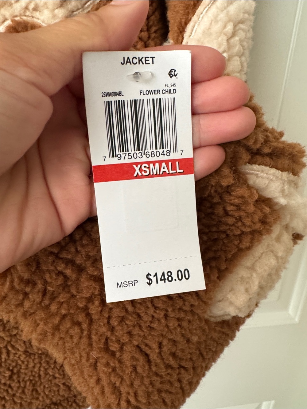 Blank NYC Kids Brown Sherpa Jacket with Cream Floral Appliqués - Picture 6 of 8
